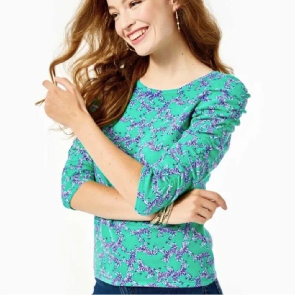 Lilly Pulitzer Avanna Sweater Everglades Green Heebee Zeebees size large NWT